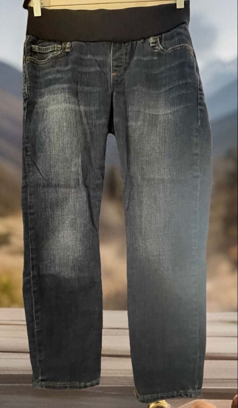 Gap 1969 Maternity Demi Panel Straight Leg Denim Jeans Size 10